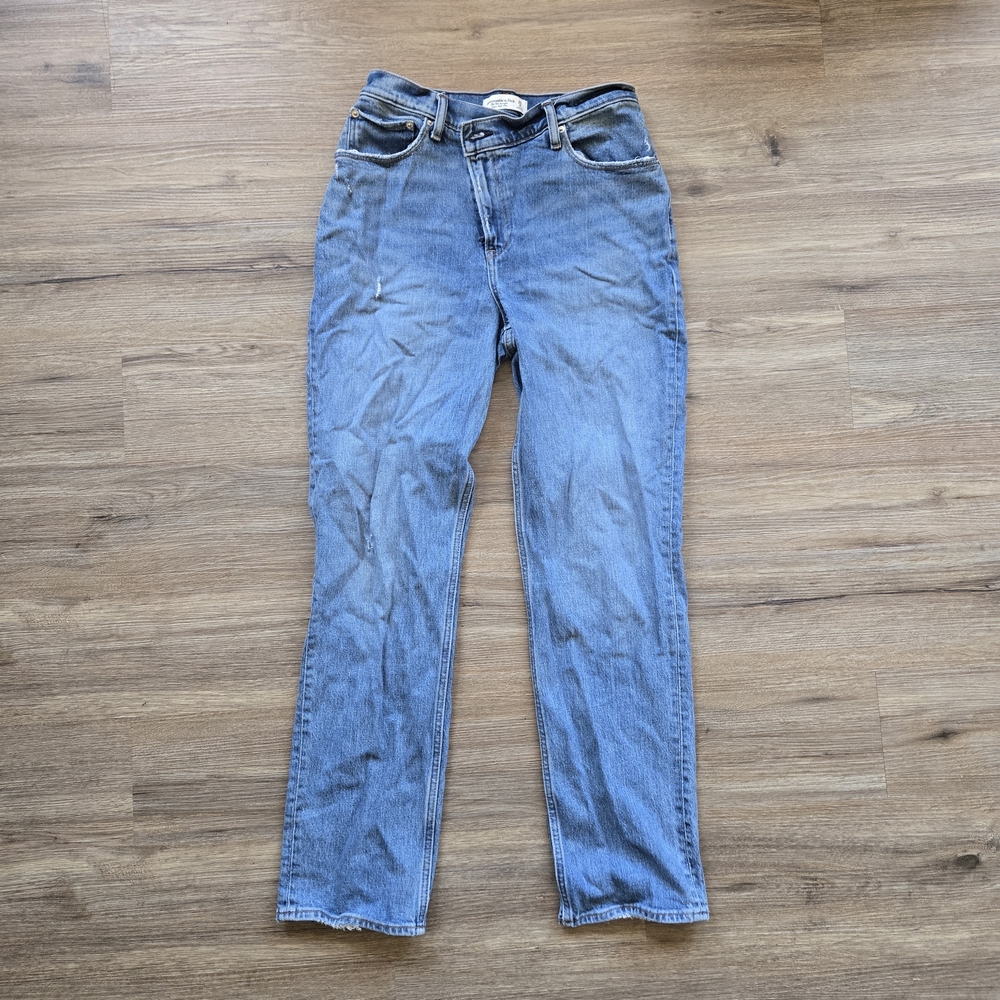 Abercrombie & Fitch Curve Love Light Blue Straight Leg Jeans